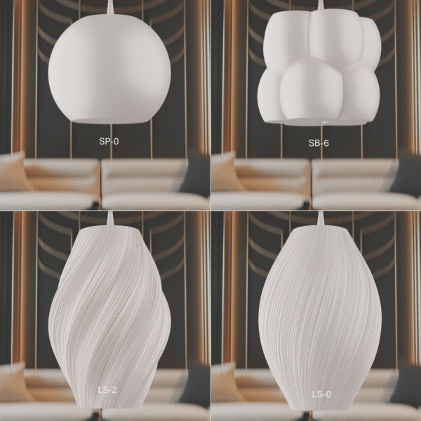 Modern Cluster Pendant Lamp – 3D Printed Chandelier-Style Light Set of 7 Ø14/17/20 cm Many colors. - Image 8