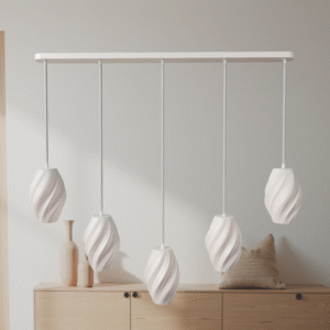 Minimalist Pendant Light Light for 5 Bulbs in line Many colors