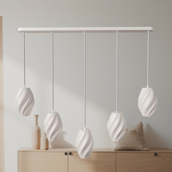 Minimalist Pendant Light Light for 5 Bulbs in line Many colors