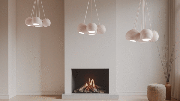 Modern Cluster Pendant Lamp – 3D Printed Chandelier-Style Light Set of 7 Ø14/17/20 cm Many colors. - Image 2