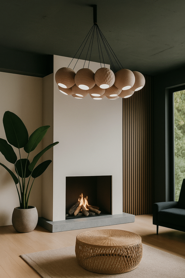Modern Cluster Pendant Lamp – 3D Printed Chandelier-Style  Light Set of 7 Spheres