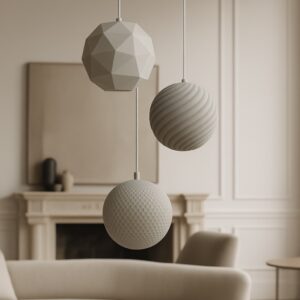 Minimalist 3D Printed Pendant Light – Circular Shape – Ceiling Light - Set 3