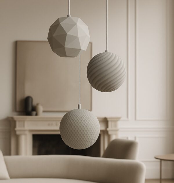 Minimalist 3D Printed Pendant Light – Circular Shape - 6 piece - Image 3