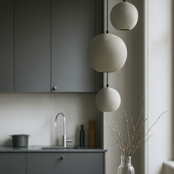 Minimalist 3D Printed Pendant Light – Circular Shape – Ceiling Light - Set 3 - Image 5