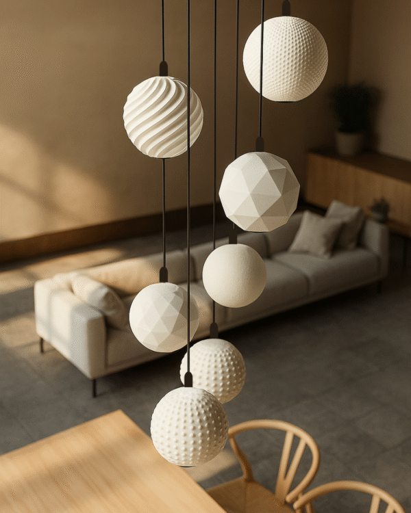 Minimalist 3D Printed Pendant Light – Circular Shape - 6 piece - Image 4