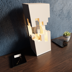 Pixelated Modern Desk Lamp – Geometric Light with Custom Colors, E27 Socket | Unique Sculptural Lighting Gift for Home Him Her