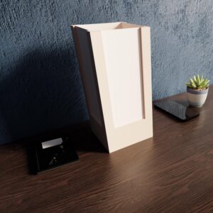 Minimalist Table Lamp with Rectangular Shade – Modern White Desk Lamp, Unique Bedside Light, Home Decor Gift for Her