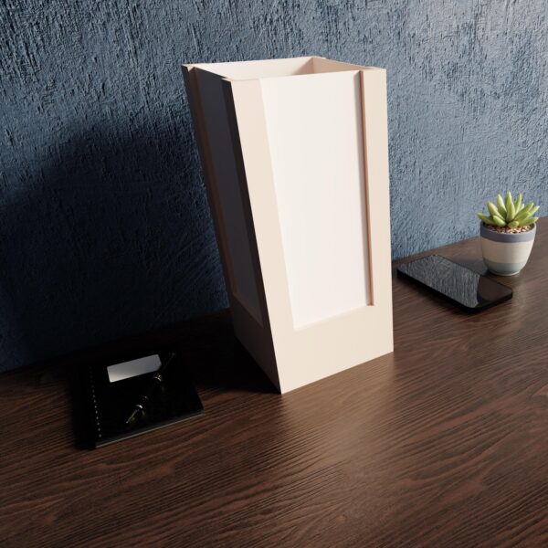 Minimalist Table Lamp with Rectangular Shade – Modern White Desk Lamp, Unique Bedside Light, Home Decor Gift for Her