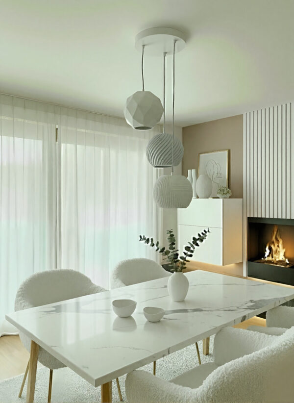 Minimalist 3D Printed Pendant Light – Circular Shape – Ceiling Light - Set 3 - Image 2