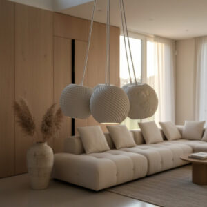 Modern Cluster Pendant Lamp – 3D Printed Chandelier-Style  Light Set of 7 Spheres