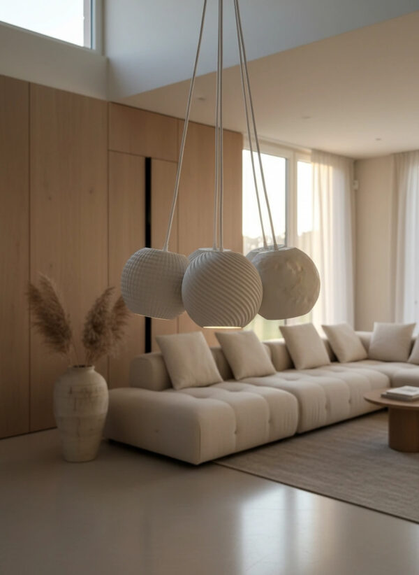Modern Cluster Pendant Lamp – 3D Printed Chandelier-Style  Light Set of 7 Spheres - Image 3