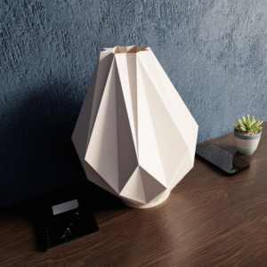 Geometric Origami-Style 3D Printed Lamp – Customizable Color and cables Desk or Table Light, E27 Socket | Gift for Home Him Her